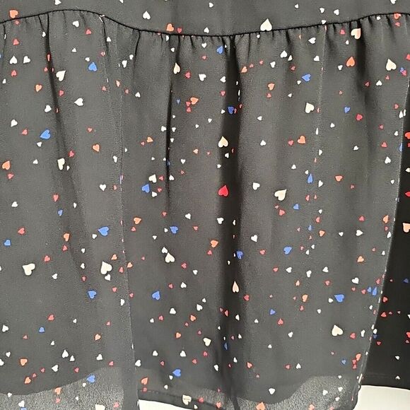 POPSUGAR Sheer Crossover Babydoll Top Blouse XXL Black Ditzy Hearts Cute Goth - Picture 13 of 15